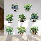 Saksılı Çiçek Tasarımlı 8li Sticker MC-480A thumbnail 3