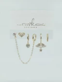 Kadın VIP Seri Zirkon Taşlı 6'lı Asimetrik Küpe Seti – Antialerjenik thumbnail 1