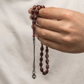 Gümüş Kazaz Püsküllü Sıkma Kehribar Tesbih thumbnail 4