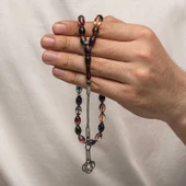 Gümüş Kazaz Püsküllü Sıkma Kehribar Tesbih thumbnail 1