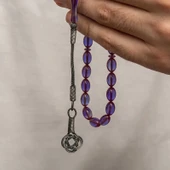 Gümüş Kazaz Püsküllü Sıkma Kehribar Tesbih thumbnail 2