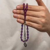 Gümüş Kazaz Püsküllü Sıkma Kehribar Tesbih thumbnail 1