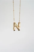 Kadın 316 L Paslanmaz Çelik Balon Harf Kolye N thumbnail 3