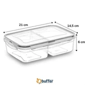 2 Bölmeli Sızdırmaz Contalı Kilitli Kapaklı 1 Litre Erzak Saklama Kabı -LC505 thumbnail 4