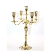 Pirinç Sedefli 5'Li Şamdan thumbnail 2