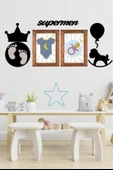 DECO103 Supermen Dekoratif Duvar Süsü Tablo Aksesuar Ahşap Tasarım Hediye Pano Sticker Seti - 2