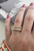 Kadın Vip Seri Baget Zirkon Taşlı Numarasız Ayarlanabilir Yüzük thumbnail 1