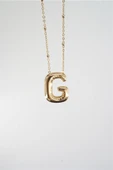 Kadın 316 L Paslanmaz Çelik Balon Harf Kolye G thumbnail 2