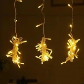 8 Fonksiyonlu 200 Led 10 Saçak Şerit Led 2x2 Perde İp Led  (Gün Işığı) thumbnail 4