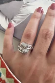 Kadın Vip Seri Baget Zirkon Taşlı Numarasız Ayarlanabilir Yüzük thumbnail 3