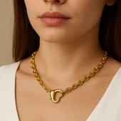 Kalp Figürlü Önden Klipsli 45 cm Kolye thumbnail 1