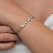 Gümüş Üçlü Baget Taşlı Kadın Bileklik thumbnail 4