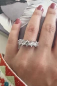 Kadın Vip Seri Baget Zirkon Taşlı 5 Taş Numarasız Ayarlanabilir Yüzük thumbnail 3