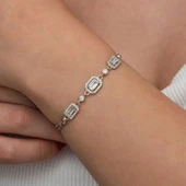 Gümüş Üçlü Baget Taşlı Kadın Bileklik thumbnail 3