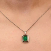 Gümüş Yeşil Taşlı Otantik Kadın Kolye thumbnail 3