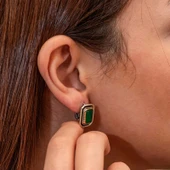 Gümüş Yeşil Taşlı Otantik Kadın Küpe thumbnail 5