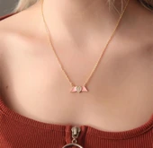 Pembe Mineli Kanat Taşlı Kalp Kolye thumbnail 2