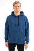 Erkek Oversize Uzun Kol Kapşonlu Sweatshırt-7386 - 1