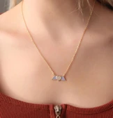 Kadın Lila Mineli Kanat Taşlı Kalp Kolye Kz-bko6273 thumbnail 2