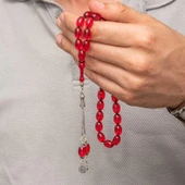 Gümüş Kırmızı Ateş Kehribar Tesbih thumbnail 4