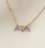Kadın Lila Mineli Kanat Taşlı Kalp Kolye Kz-bko6273 thumbnail 1