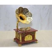 Gramafon Müzik Kutusu Kahverengi thumbnail 1