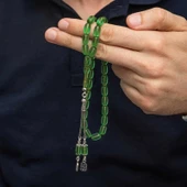 Gümüş Püsküllü Kapsül Kesim Sıkma Kehribar Tesbih thumbnail 4