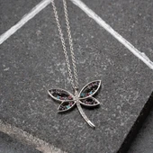 Vaoov 925 Ayar Gümüş Renkli Taşlı Yusufçuk Kolye thumbnail 6