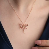 Vaoov 925 Ayar Gümüş Renkli Taşlı Yusufçuk Kolye thumbnail 4