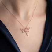 Vaoov 925 Ayar Gümüş Renkli Taşlı Yusufçuk Kolye thumbnail 2