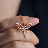 Vaoov 925 Ayar Gümüş Renkli Taşlı Yusufçuk Kolye thumbnail 1