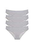 4 Adet Süper Eko Set Likralı Kadın Slip Külot Gri thumbnail 1