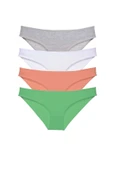 4 Adet Süper Eko Set Likralı Kadın Slip Külot Gri Beyaz Pudra Yeşil thumbnail 1