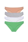 4 Adet Süper Eko Set Likralı Kadın Slip Külot Ten Gri Beyaz Yeşil thumbnail 1