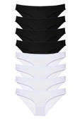 8 Adet Süper Eko Set Likralı Kadın Slip Külot Siyah Beyaz thumbnail 1