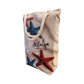 Kadın Plaj ve  Alışveriş Çantası - Deniz Yıldızı Antalya Desen thumbnail 1