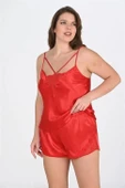 MDB MdbShop Büyük Beden Kırmızı Şort Takımı 1076 thumbnail 2