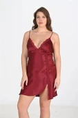 MDB MdbShop Büyük Beden 2li Bordo Sabahlık Takımı Bigsize thumbnail 1