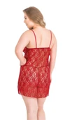 MDB MdbShop Büyük Beden Kırmızı Kısa Tül Gecelik thumbnail 2