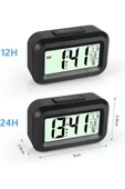Dijital Masa Saati Termometreli Takvim Çalar Saat Led Ekran Pilli - 5