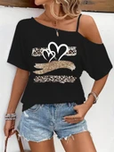 Kadın Tek Omuzu Açık Ip Askılı Baskılı Viskon Bluz - 2