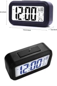 Dijital Işıklı Alarmlı Çalışma Masası Ekran Pilli Çalar Saat - 5