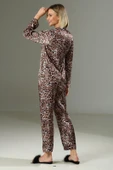 MDB MdbShop Leopar Desen Yumuşak Dokulu Saten Gecelik Takımı - 2