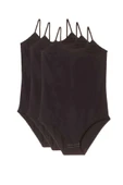 3 Adet İp Askılı Kadın Çıtçıtlı Body Siyah - 1