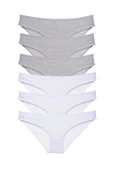 6 Adet Süper Eko Set Likralı Kadın Slip Külot Gri Beyaz thumbnail 1