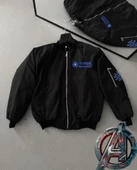 Tam Kalıp Uzun Kol Baskılı Bomber Ceket - Siyah - 4