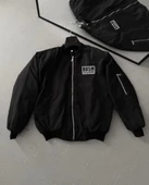 İçi Kapitone Astarlı Tam Kalıp Baskılı Bomber Ceket - Siyah - 1