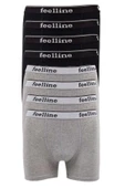 8 Adet Feelline Siyah Ve Gri Pamuklu Doğal Likralı Erkek Boxer - 1