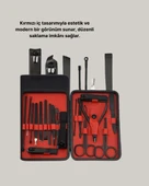 17 Parça Profesyonel Manikür Pedikür Seti Paslanmaz Çelik Siyah Kutu - 4