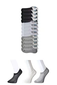 Siyah Gri Ve Beyaz Erkek Görünmez Çorap 12 Çift - 1